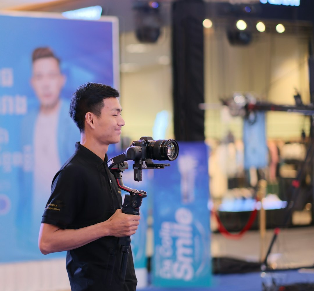 Student learning camera operation techniques