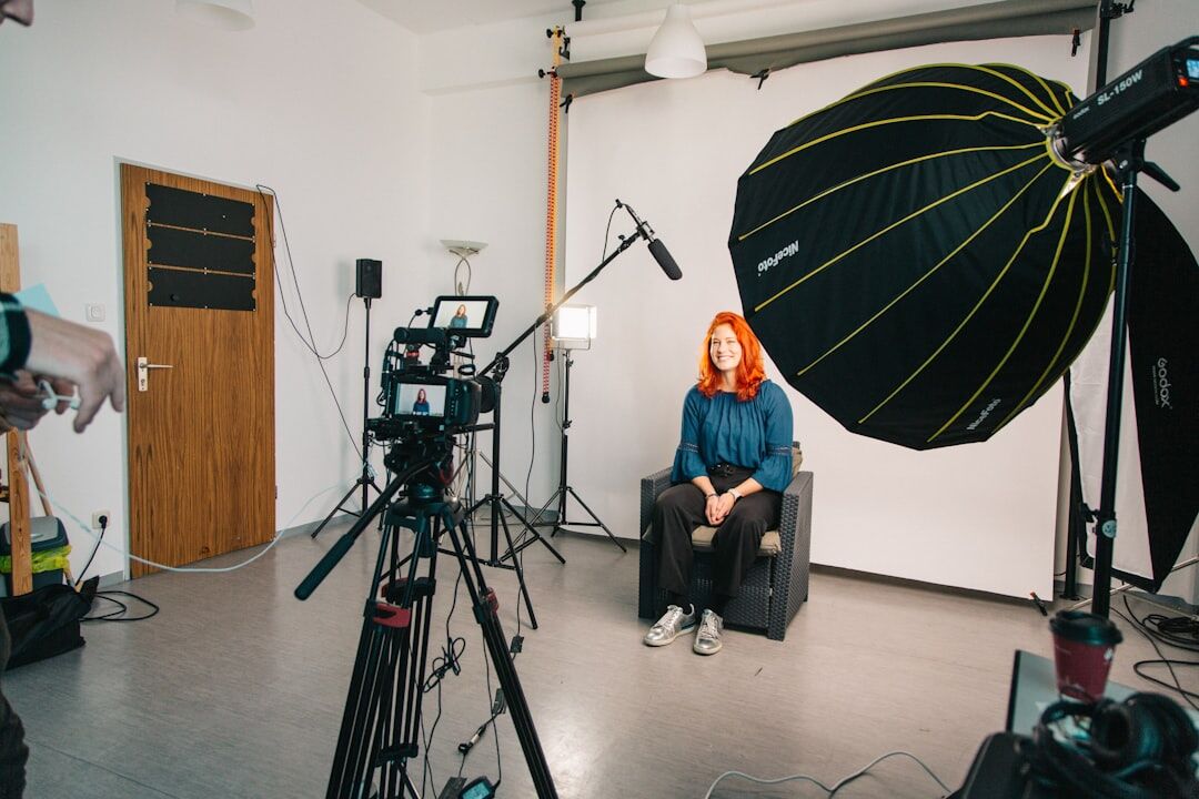 Journalism training session with cameras and students in studio